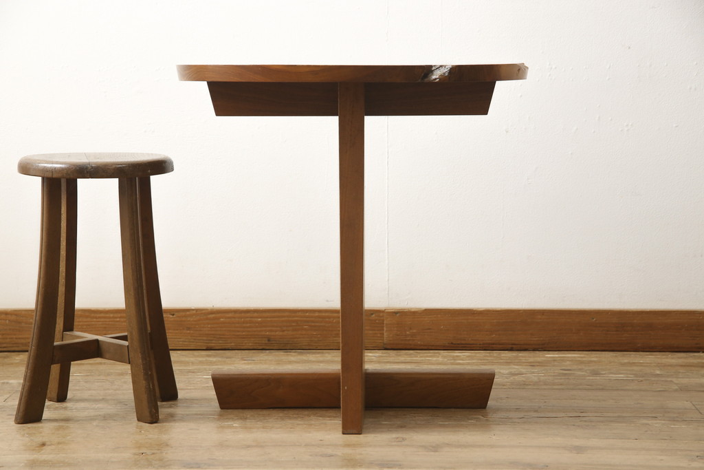 希少!　ヴィンテージ　美品　オリジナル　ジョージナカシマ　MINGUREN(ミングレン)　ラウンドテーブル(ジョージ・ナカシマ、カフェテーブル、ビンテージ)(R-058951)
