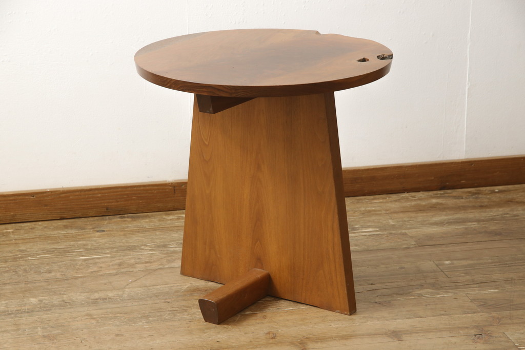希少!　ヴィンテージ　美品　オリジナル　ジョージナカシマ　MINGUREN(ミングレン)　ラウンドテーブル(ジョージ・ナカシマ、カフェテーブル、ビンテージ)(R-058951)