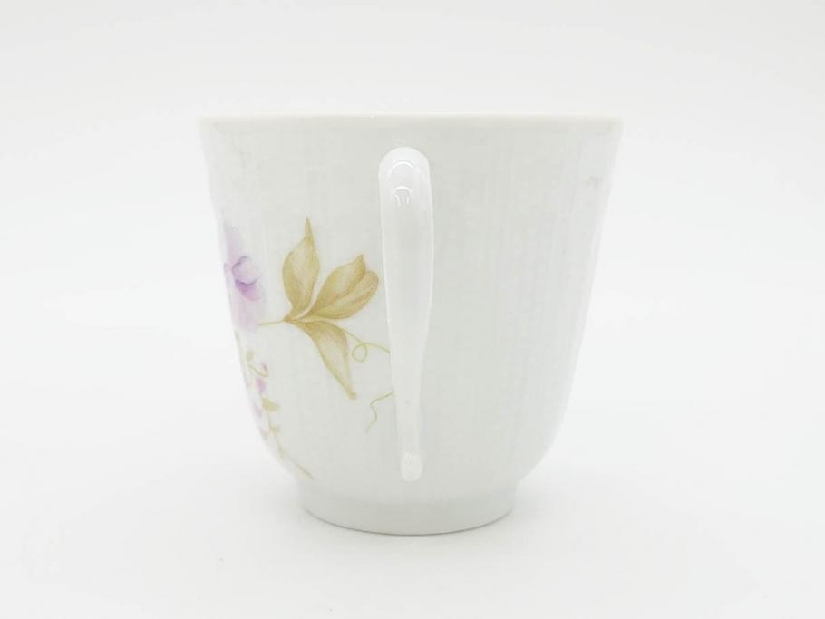 ビンテージ　フランス　LIMOGES　リモージュ　GIRAUD(ジロー)　淡い色彩で描かれた花のデザインが可愛らしいカップ&ソーサー5客セット(C&S、ヴィンテージ、花柄、フラワー、磁器、洋食器)(R-078517)