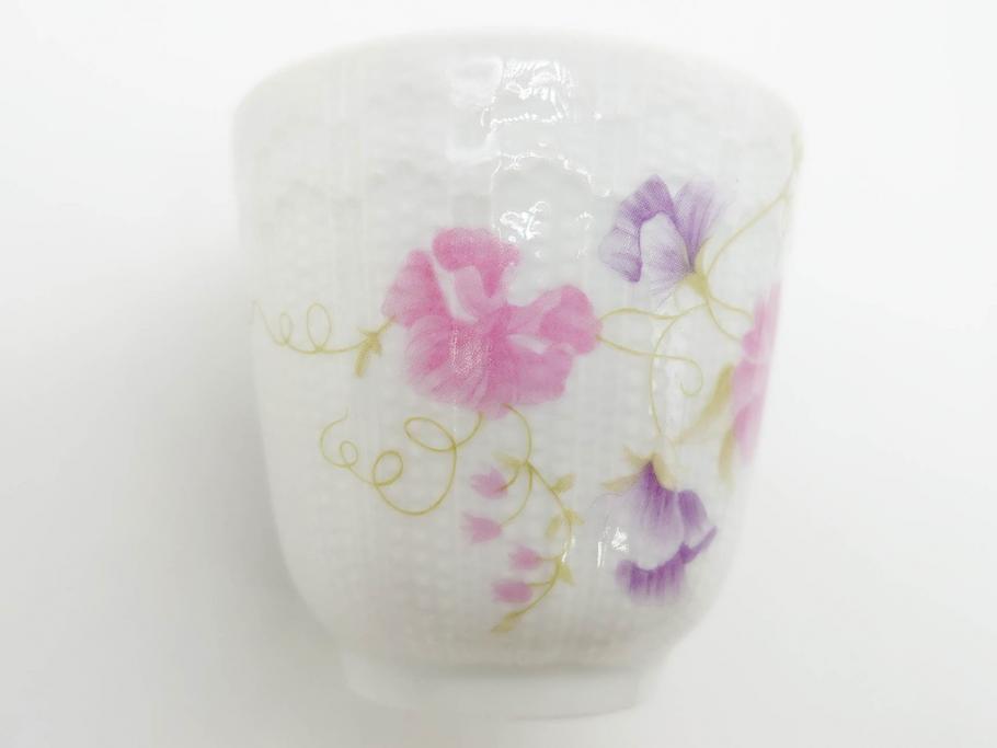 ビンテージ　フランス　LIMOGES　リモージュ　GIRAUD(ジロー)　淡い色彩で描かれた花のデザインが可愛らしいカップ&ソーサー5客セット(C&S、ヴィンテージ、花柄、フラワー、磁器、洋食器)(R-078517)