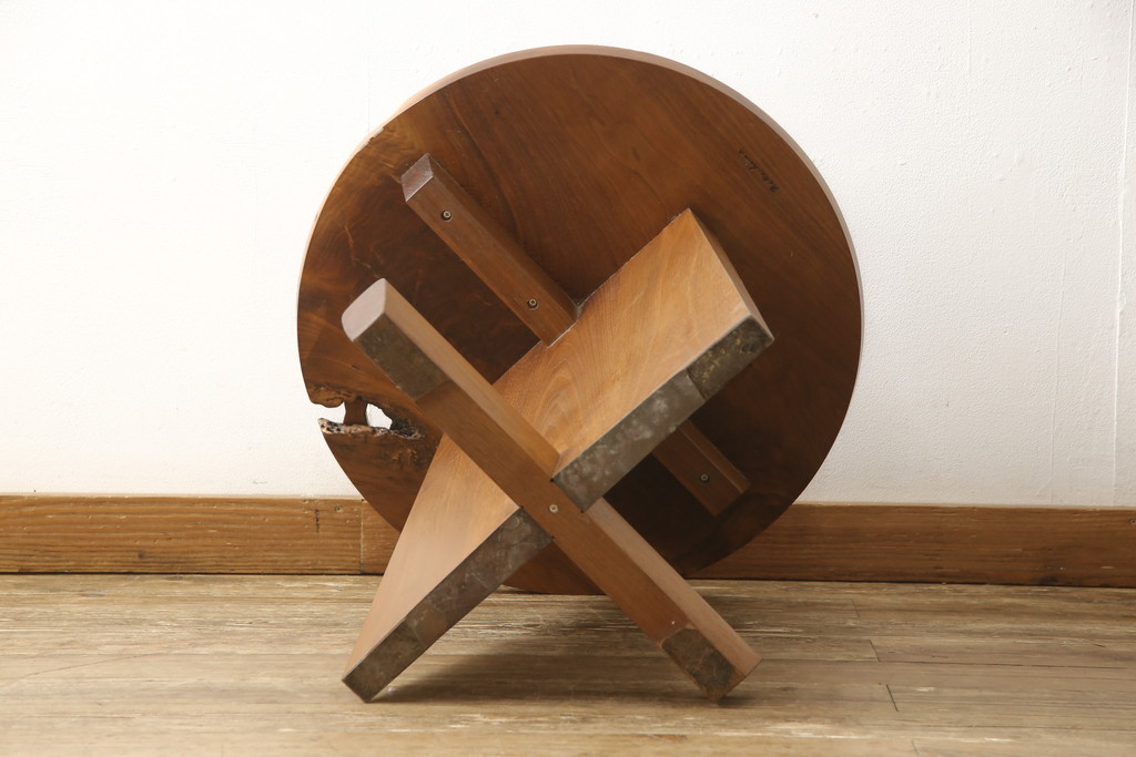 希少!　ヴィンテージ　美品　オリジナル　ジョージナカシマ　MINGUREN(ミングレン)　ラウンドテーブル(ジョージ・ナカシマ、カフェテーブル、ビンテージ)(R-058951)
