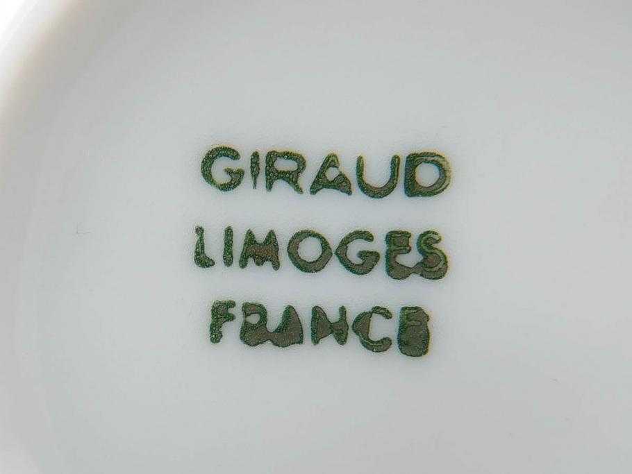 ビンテージ　フランス　LIMOGES　リモージュ　GIRAUD(ジロー)　淡い色彩で描かれた花のデザインが可愛らしいカップ&ソーサー5客セット(C&S、ヴィンテージ、花柄、フラワー、磁器、洋食器)(R-078517)