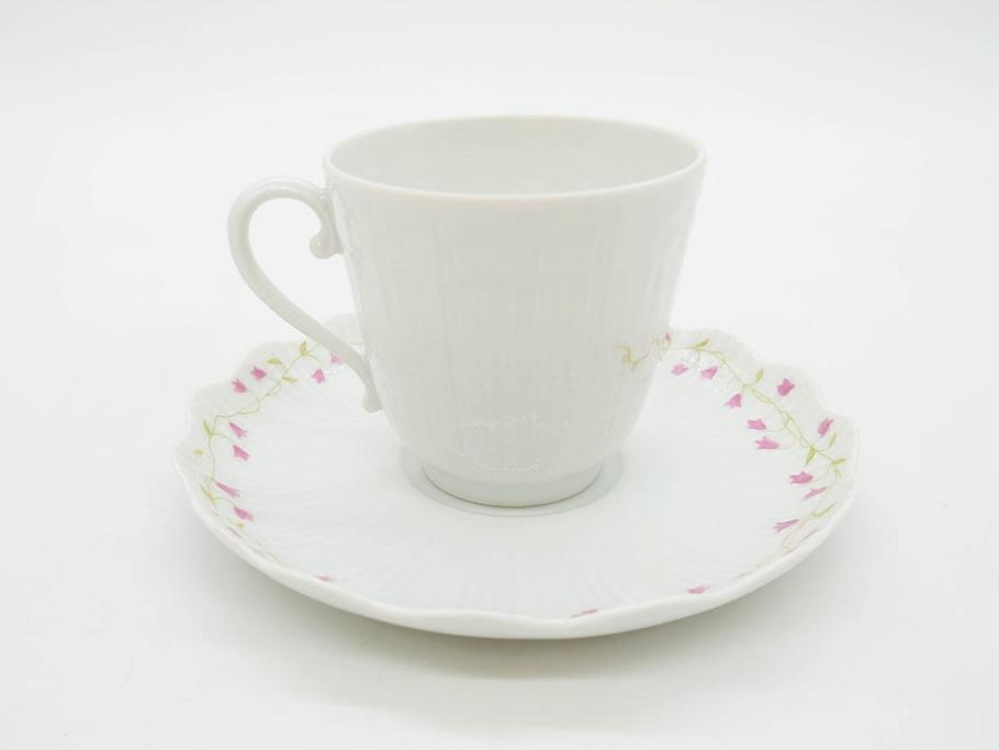 ビンテージ　フランス　LIMOGES　リモージュ　GIRAUD(ジロー)　淡い色彩で描かれた花のデザインが可愛らしいカップ&ソーサー5客セット(C&S、ヴィンテージ、花柄、フラワー、磁器、洋食器)(R-078517)