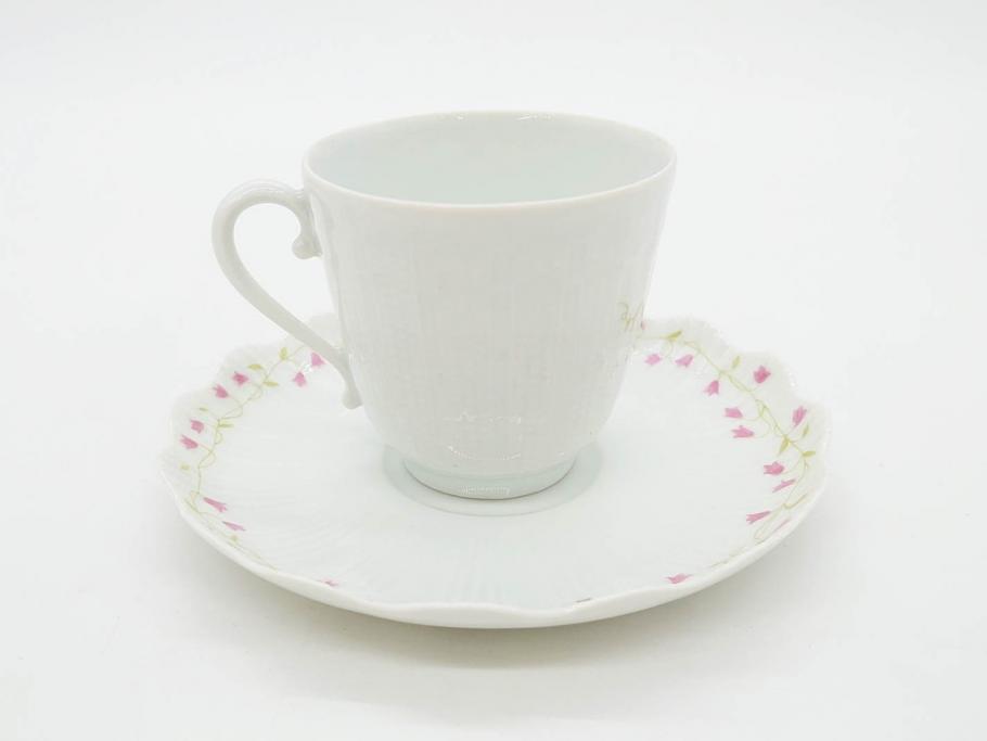 ビンテージ　フランス　LIMOGES　リモージュ　GIRAUD(ジロー)　淡い色彩で描かれた花のデザインが可愛らしいカップ&ソーサー5客セット(C&S、ヴィンテージ、花柄、フラワー、磁器、洋食器)(R-078517)