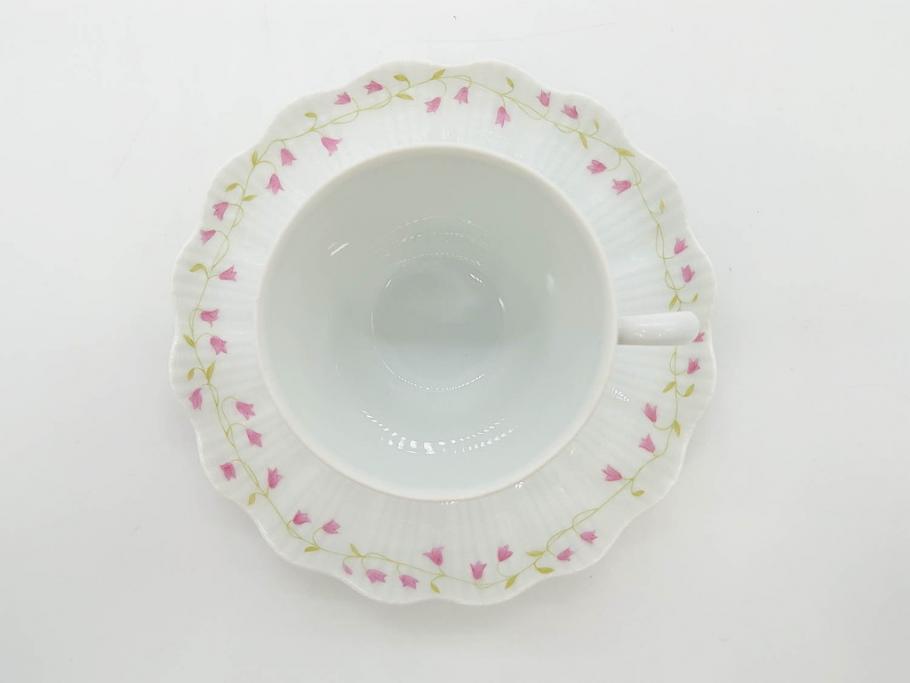 ビンテージ　フランス　LIMOGES　リモージュ　GIRAUD(ジロー)　淡い色彩で描かれた花のデザインが可愛らしいカップ&ソーサー5客セット(C&S、ヴィンテージ、花柄、フラワー、磁器、洋食器)(R-078517)