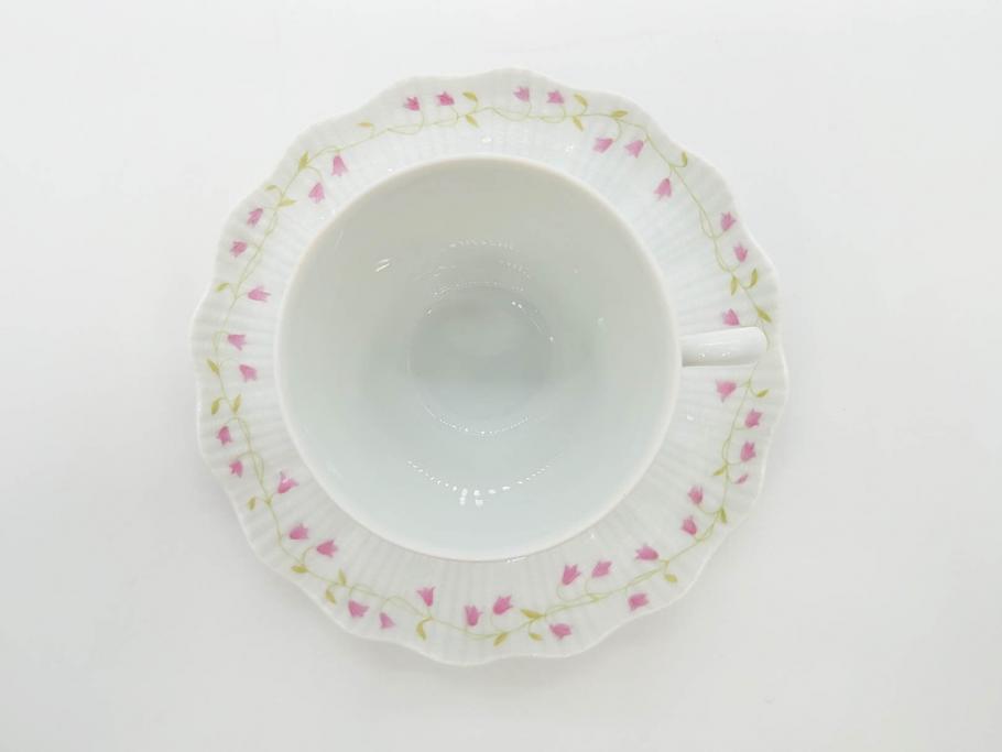 ビンテージ　フランス　LIMOGES　リモージュ　GIRAUD(ジロー)　淡い色彩で描かれた花のデザインが可愛らしいカップ&ソーサー5客セット(C&S、ヴィンテージ、花柄、フラワー、磁器、洋食器)(R-078517)