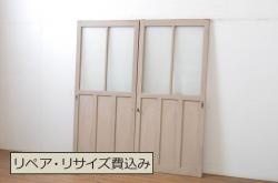 アンティーク建具　昭和初期　片面ガラス　落ち着きのある雰囲気が魅力の組子欄間(明かり取り、明り取り)(R-041250)