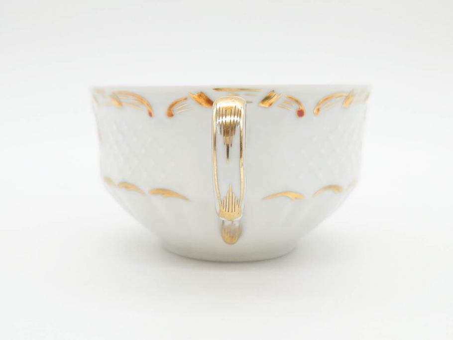 フランス　LIMOGES(リモージュ)　Georges Boyer(ジョルジュ ボワイエ)　気品漂うティーカップ&ソーサー5客セット(バラ、薔薇、ローズ、C&S、磁器、金彩、洋食器)(R-078519)