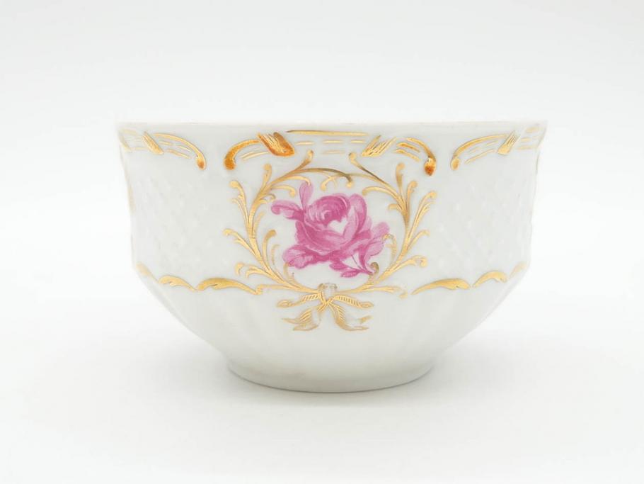 フランス　LIMOGES(リモージュ)　Georges Boyer(ジョルジュ ボワイエ)　気品漂うティーカップ&ソーサー5客セット(バラ、薔薇、ローズ、C&S、磁器、金彩、洋食器)(R-078519)