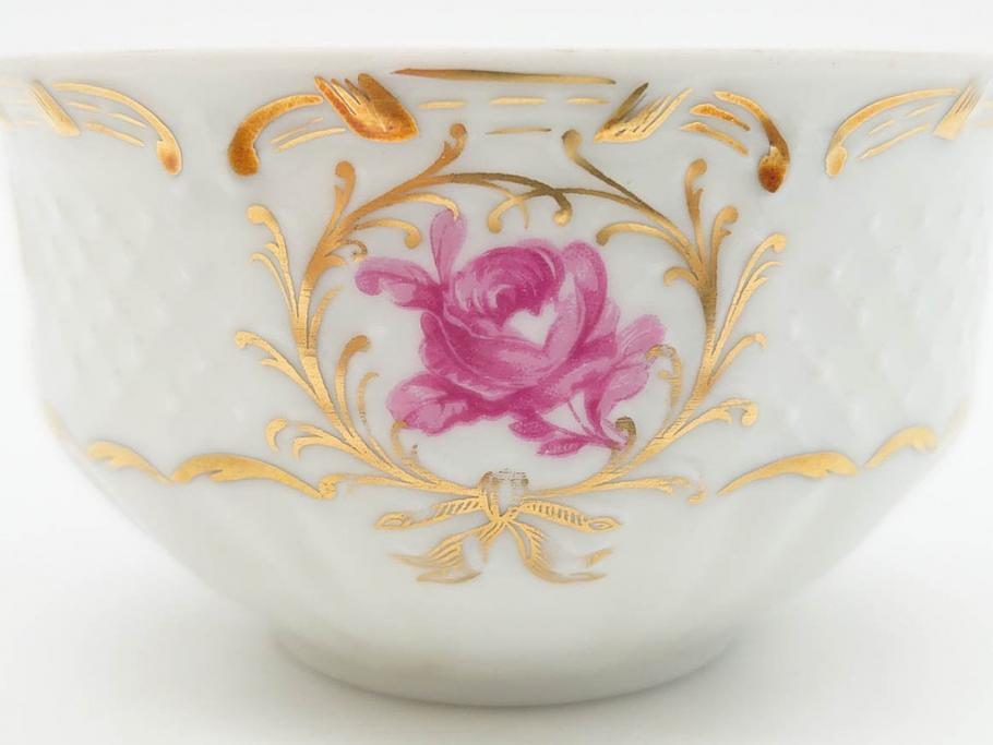 フランス　LIMOGES(リモージュ)　Georges Boyer(ジョルジュ ボワイエ)　気品漂うティーカップ&ソーサー5客セット(バラ、薔薇、ローズ、C&S、磁器、金彩、洋食器)(R-078519)