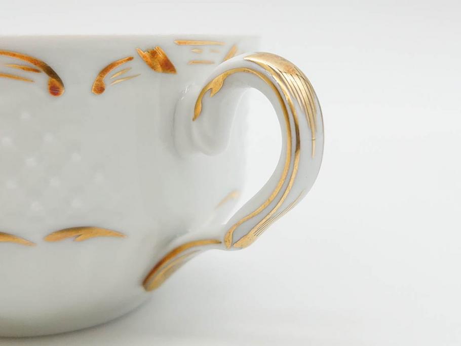フランス　LIMOGES(リモージュ)　Georges Boyer(ジョルジュ ボワイエ)　気品漂うティーカップ&ソーサー5客セット(バラ、薔薇、ローズ、C&S、磁器、金彩、洋食器)(R-078519)