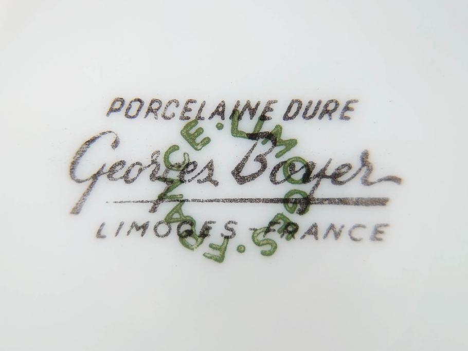 フランス　LIMOGES(リモージュ)　Georges Boyer(ジョルジュ ボワイエ)　気品漂うティーカップ&ソーサー5客セット(バラ、薔薇、ローズ、C&S、磁器、金彩、洋食器)(R-078519)