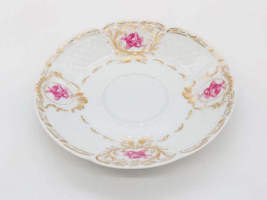 フランス　LIMOGES(リモージュ)　Georges Boyer(ジョルジュ ボワイエ)　気品漂うティーカップ&ソーサー5客セット(バラ、薔薇、ローズ、C&S、磁器、金彩、洋食器)(R-078519)