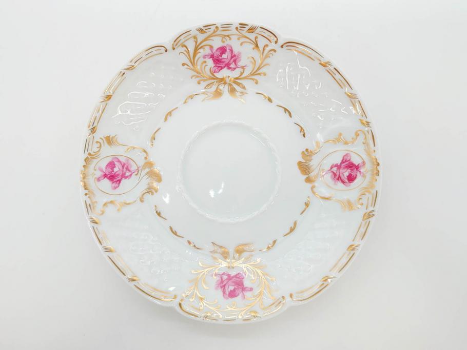 フランス　LIMOGES(リモージュ)　Georges Boyer(ジョルジュ ボワイエ)　気品漂うティーカップ&ソーサー5客セット(バラ、薔薇、ローズ、C&S、磁器、金彩、洋食器)(R-078519)