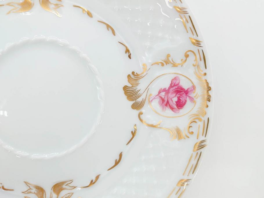 フランス　LIMOGES(リモージュ)　Georges Boyer(ジョルジュ ボワイエ)　気品漂うティーカップ&ソーサー5客セット(バラ、薔薇、ローズ、C&S、磁器、金彩、洋食器)(R-078519)