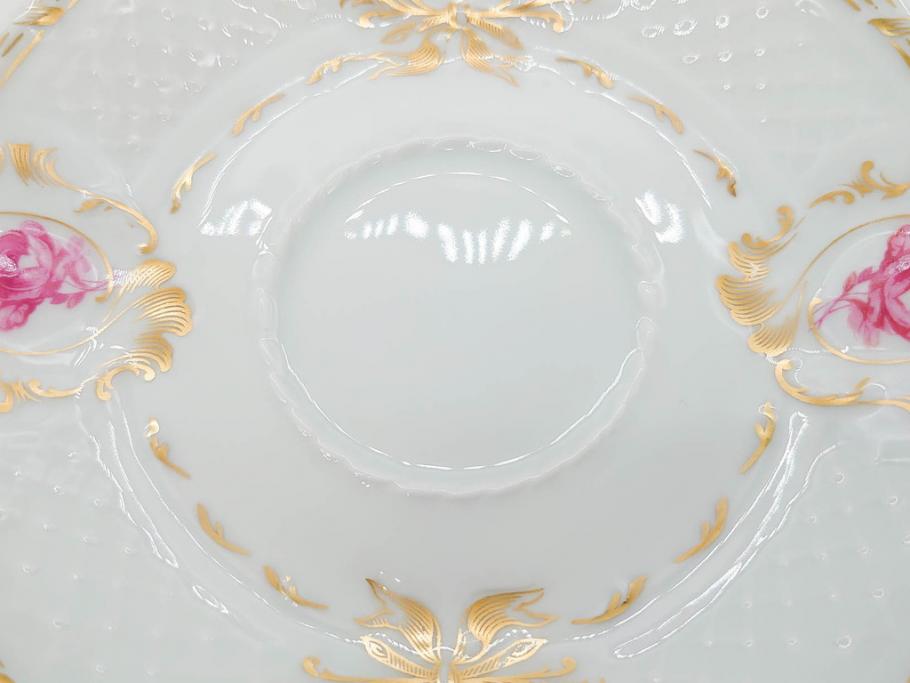 フランス　LIMOGES(リモージュ)　Georges Boyer(ジョルジュ ボワイエ)　気品漂うティーカップ&ソーサー5客セット(バラ、薔薇、ローズ、C&S、磁器、金彩、洋食器)(R-078519)