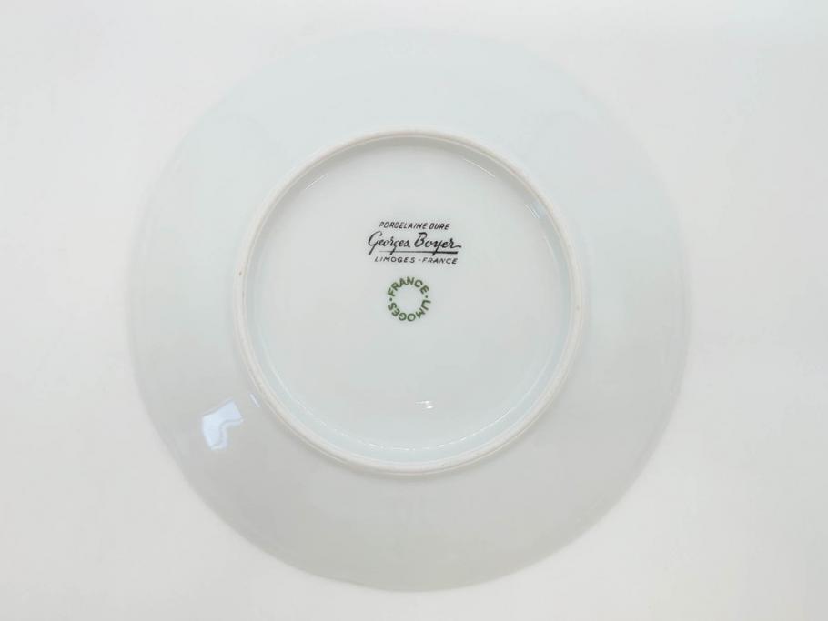 フランス　LIMOGES(リモージュ)　Georges Boyer(ジョルジュ ボワイエ)　気品漂うティーカップ&ソーサー5客セット(バラ、薔薇、ローズ、C&S、磁器、金彩、洋食器)(R-078519)