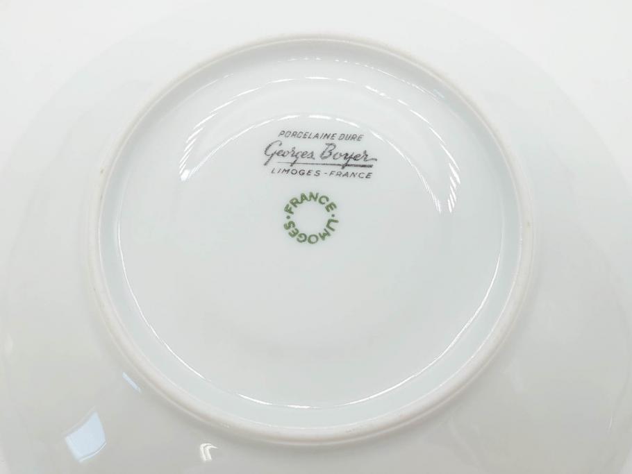 フランス　LIMOGES(リモージュ)　Georges Boyer(ジョルジュ ボワイエ)　気品漂うティーカップ&ソーサー5客セット(バラ、薔薇、ローズ、C&S、磁器、金彩、洋食器)(R-078519)