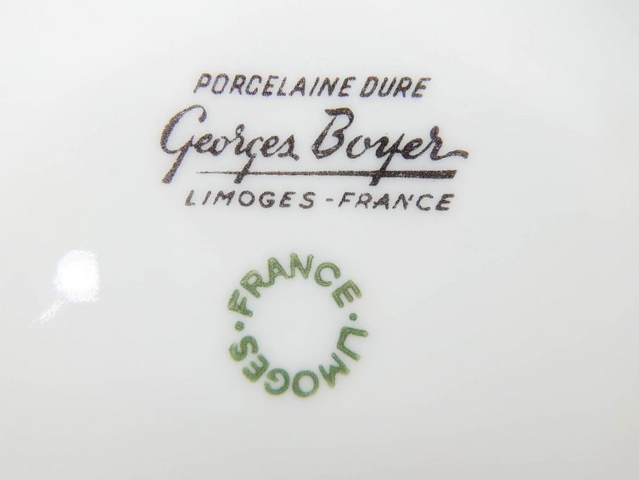 フランス　LIMOGES(リモージュ)　Georges Boyer(ジョルジュ ボワイエ)　気品漂うティーカップ&ソーサー5客セット(バラ、薔薇、ローズ、C&S、磁器、金彩、洋食器)(R-078519)