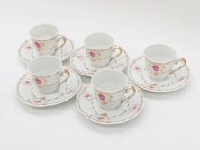 イギリス　WEDGWOOD(ウェッジウッド)　FLORENTINE TURQUOISE(フロレンティーン ターコイズ)　上品な佇まいのティーカップ&ソーサー4客セット(グロテスク文様、フルーツ、果物、ピオニー、C&S、洋食器、英国)(R-081218)