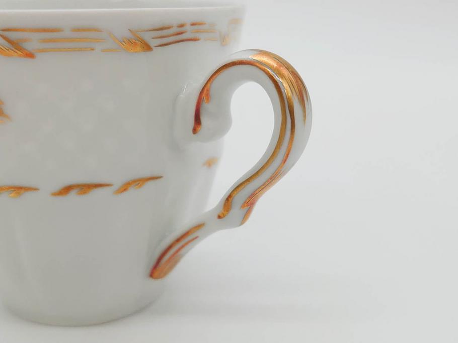 フランス　LIMOGES(リモージュ)　Georges Boyer(ジョルジュ ボワイエ)　気品漂うコーヒーカップ&ソーサー5客セット(C&S、バラ、薔薇、ローズ、磁器、金彩、洋食器)(R-078521)