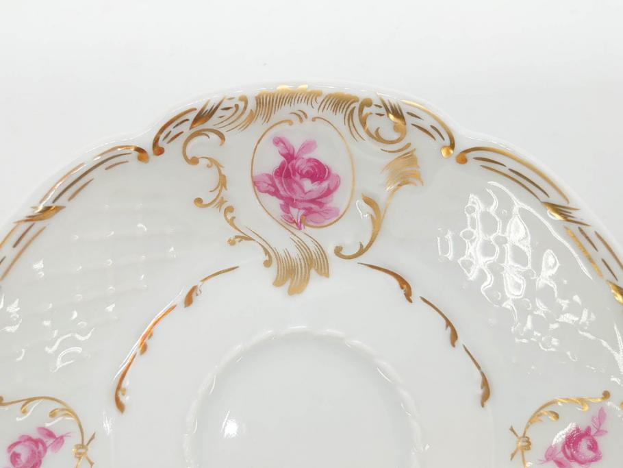 フランス　LIMOGES(リモージュ)　Georges Boyer(ジョルジュ ボワイエ)　気品漂うコーヒーカップ&ソーサー5客セット(C&S、バラ、薔薇、ローズ、磁器、金彩、洋食器)(R-078521)