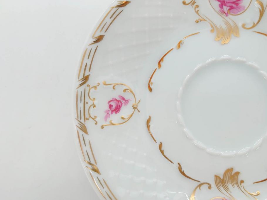 フランス　LIMOGES(リモージュ)　Georges Boyer(ジョルジュ ボワイエ)　気品漂うコーヒーカップ&ソーサー5客セット(C&S、バラ、薔薇、ローズ、磁器、金彩、洋食器)(R-078521)