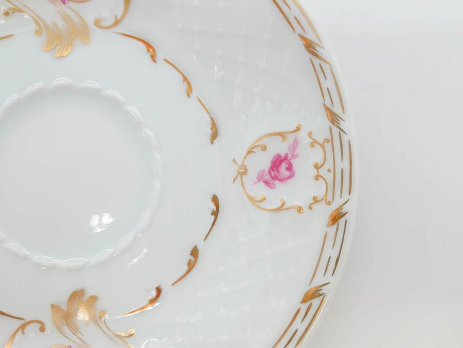 フランス　LIMOGES(リモージュ)　Georges Boyer(ジョルジュ ボワイエ)　気品漂うコーヒーカップ&ソーサー5客セット(C&S、バラ、薔薇、ローズ、磁器、金彩、洋食器)(R-078521)