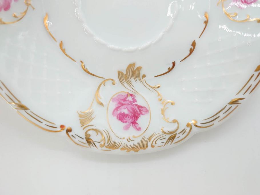 フランス　LIMOGES(リモージュ)　Georges Boyer(ジョルジュ ボワイエ)　気品漂うコーヒーカップ&ソーサー5客セット(C&S、バラ、薔薇、ローズ、磁器、金彩、洋食器)(R-078521)