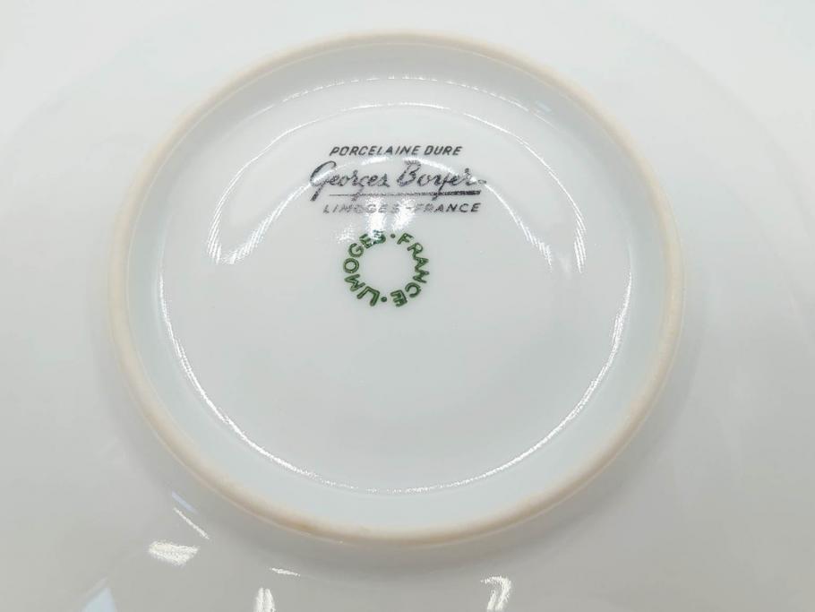 フランス　LIMOGES(リモージュ)　Georges Boyer(ジョルジュ ボワイエ)　気品漂うコーヒーカップ&ソーサー5客セット(C&S、バラ、薔薇、ローズ、磁器、金彩、洋食器)(R-078521)