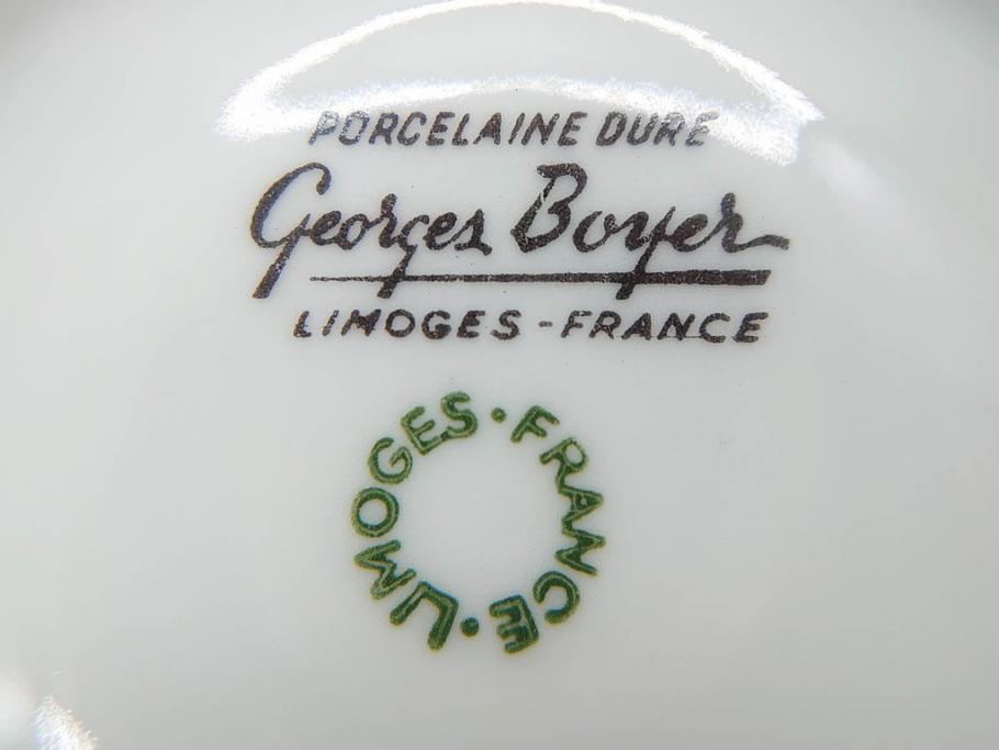 フランス　LIMOGES(リモージュ)　Georges Boyer(ジョルジュ ボワイエ)　気品漂うコーヒーカップ&ソーサー5客セット(C&S、バラ、薔薇、ローズ、磁器、金彩、洋食器)(R-078521)