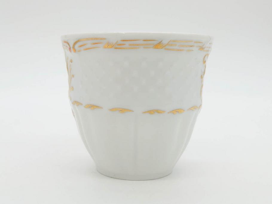 フランス　LIMOGES(リモージュ)　Georges Boyer(ジョルジュ ボワイエ)　気品漂うコーヒーカップ&ソーサー4客セット(C&S、バラ、薔薇、ローズ、磁器、金彩、洋食器)(R-078522)