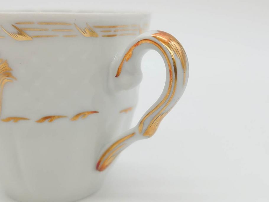フランス　LIMOGES(リモージュ)　Georges Boyer(ジョルジュ ボワイエ)　気品漂うコーヒーカップ&ソーサー4客セット(C&S、バラ、薔薇、ローズ、磁器、金彩、洋食器)(R-078522)