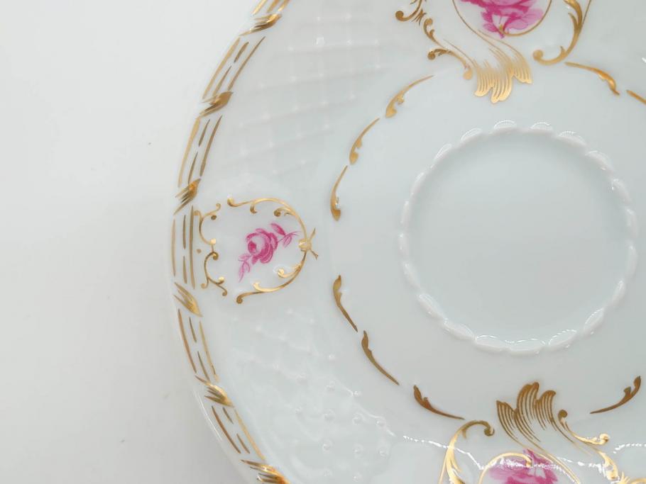 フランス　LIMOGES(リモージュ)　Georges Boyer(ジョルジュ ボワイエ)　気品漂うコーヒーカップ&ソーサー4客セット(C&S、バラ、薔薇、ローズ、磁器、金彩、洋食器)(R-078522)