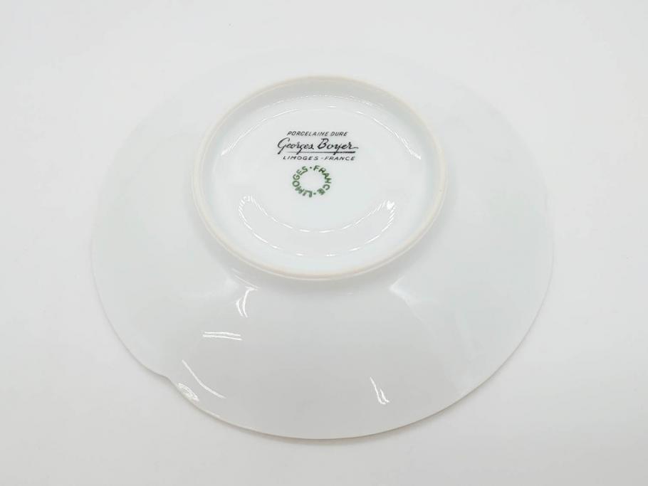 フランス　LIMOGES(リモージュ)　Georges Boyer(ジョルジュ ボワイエ)　気品漂うコーヒーカップ&ソーサー4客セット(C&S、バラ、薔薇、ローズ、磁器、金彩、洋食器)(R-078522)