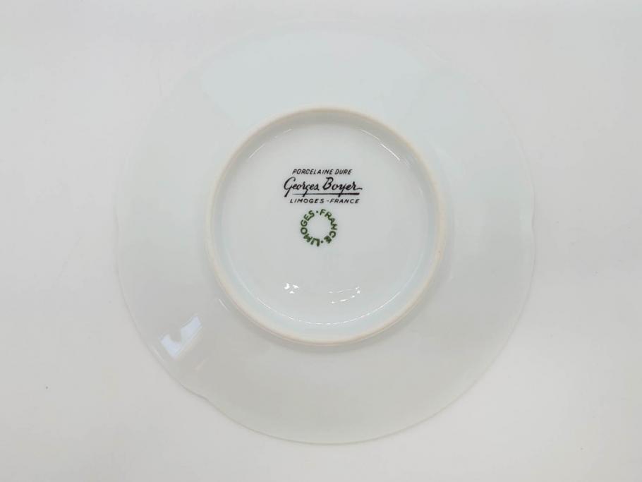 フランス　LIMOGES(リモージュ)　Georges Boyer(ジョルジュ ボワイエ)　気品漂うコーヒーカップ&ソーサー4客セット(C&S、バラ、薔薇、ローズ、磁器、金彩、洋食器)(R-078522)