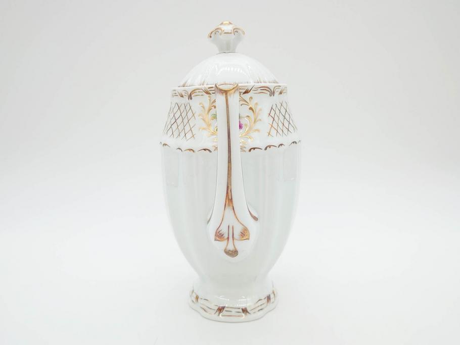 フランス　LIMOGES(リモージュ)　Georges Boyer(ジョルジュ ボワイエ)　バラの絵付けが上品なティーポット(薔薇、ローズ、磁器、金彩、洋食器)(R-078523)