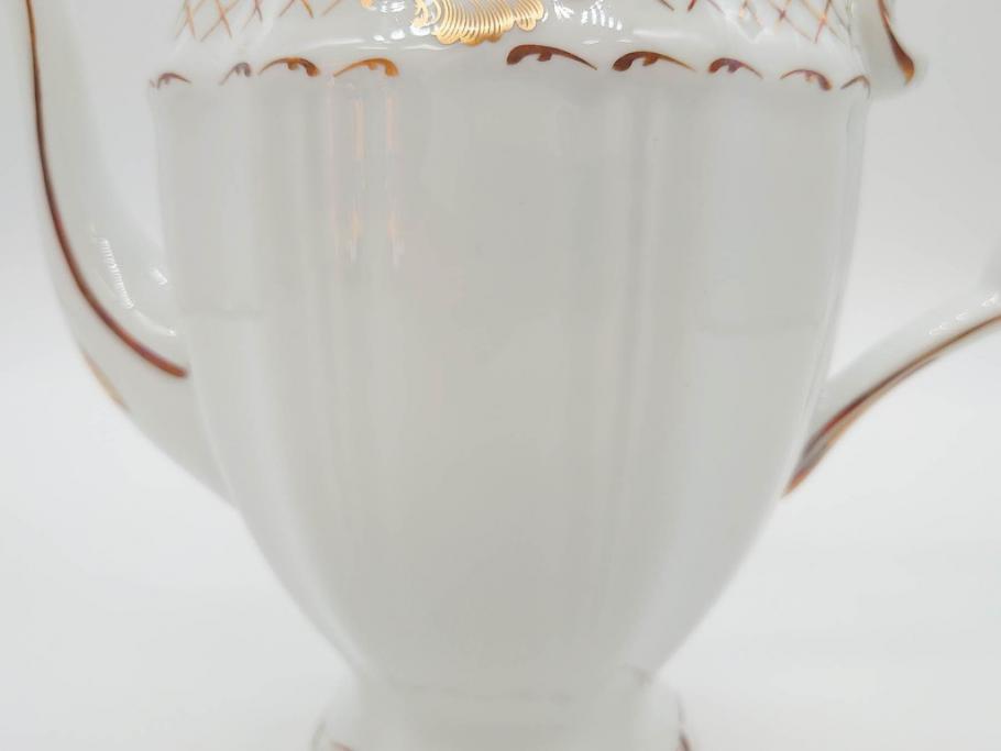 フランス　LIMOGES(リモージュ)　Georges Boyer(ジョルジュ ボワイエ)　バラの絵付けが上品なティーポット(薔薇、ローズ、磁器、金彩、洋食器)(R-078523)