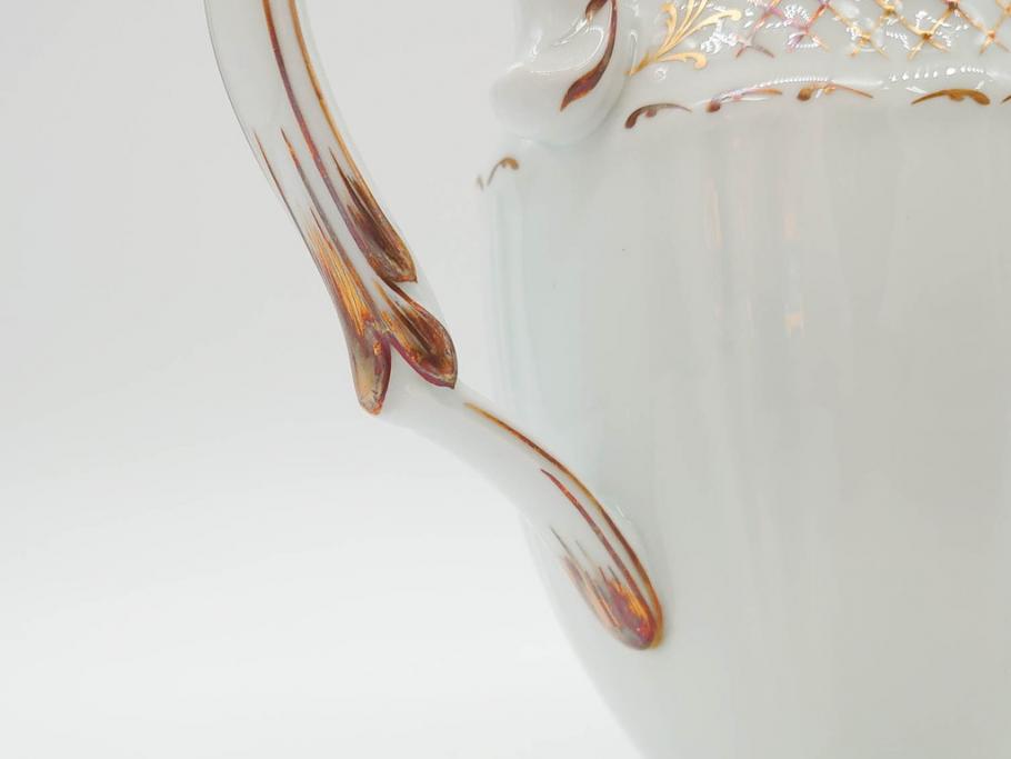 フランス　LIMOGES(リモージュ)　Georges Boyer(ジョルジュ ボワイエ)　バラの絵付けが上品なティーポット(薔薇、ローズ、磁器、金彩、洋食器)(R-078523)