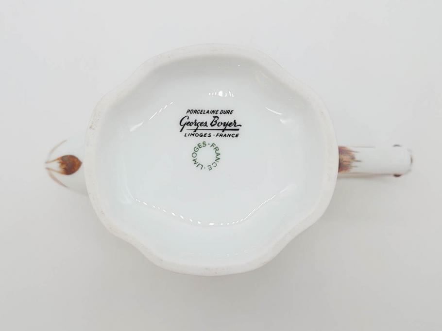 フランス　LIMOGES(リモージュ)　Georges Boyer(ジョルジュ ボワイエ)　バラの絵付けが上品なティーポット(薔薇、ローズ、磁器、金彩、洋食器)(R-078523)