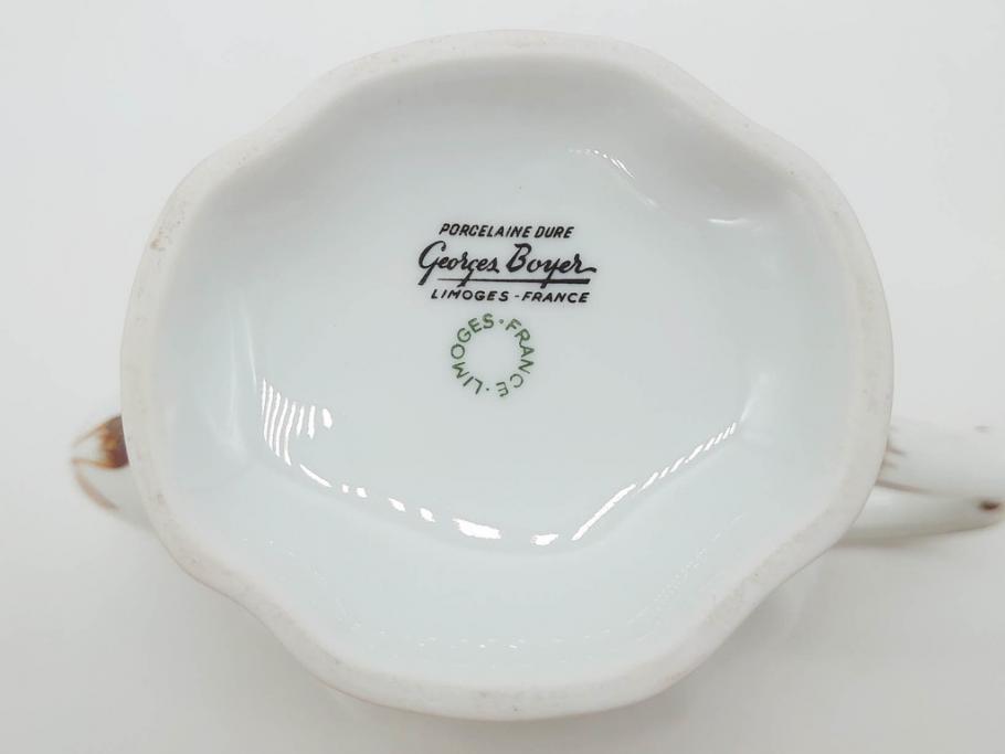 フランス　LIMOGES(リモージュ)　Georges Boyer(ジョルジュ ボワイエ)　バラの絵付けが上品なティーポット(薔薇、ローズ、磁器、金彩、洋食器)(R-078523)