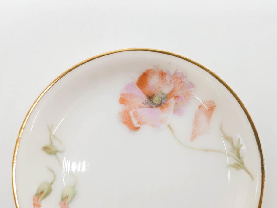 オールドノリタケ　NORITAKE　三越　ヤジロベー印　柔らかい色彩の花のデザインが可愛らしいミニプレート6枚セット(花、フラワー、小皿、豆皿、磁器、洋食器)(R-078524)