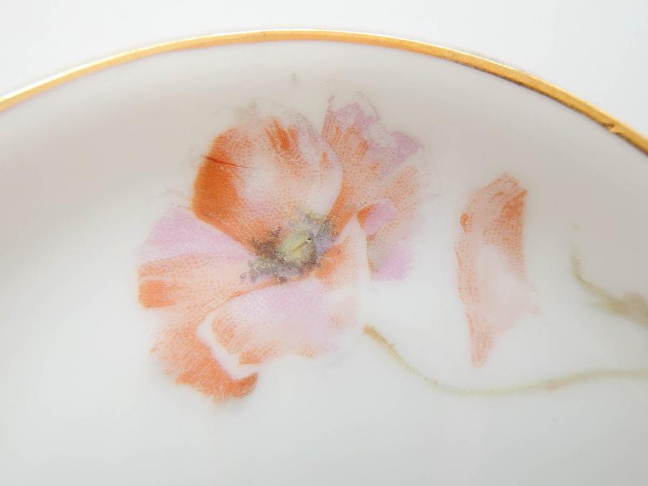 オールドノリタケ　NORITAKE　三越　ヤジロベー印　柔らかい色彩の花のデザインが可愛らしいミニプレート6枚セット(花、フラワー、小皿、豆皿、磁器、洋食器)(R-078524)