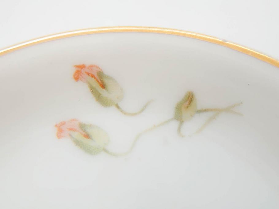 オールドノリタケ　NORITAKE　三越　ヤジロベー印　柔らかい色彩の花のデザインが可愛らしいミニプレート6枚セット(花、フラワー、小皿、豆皿、磁器、洋食器)(R-078524)