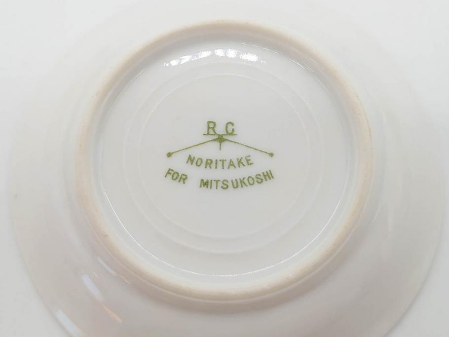 オールドノリタケ　NORITAKE　三越　ヤジロベー印　柔らかい色彩の花のデザインが可愛らしいミニプレート6枚セット(花、フラワー、小皿、豆皿、磁器、洋食器)(R-078524)