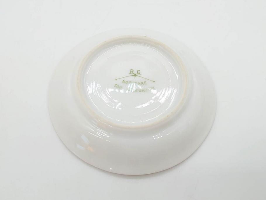 オールドノリタケ　NORITAKE　三越　ヤジロベー印　柔らかい色彩の花のデザインが可愛らしいミニプレート6枚セット(花、フラワー、小皿、豆皿、磁器、洋食器)(R-078524)