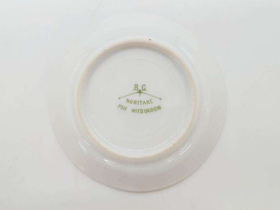 オールドノリタケ　NORITAKE　三越　ヤジロベー印　柔らかい色彩の花のデザインが可愛らしいミニプレート6枚セット(花、フラワー、小皿、豆皿、磁器、洋食器)(R-078524)