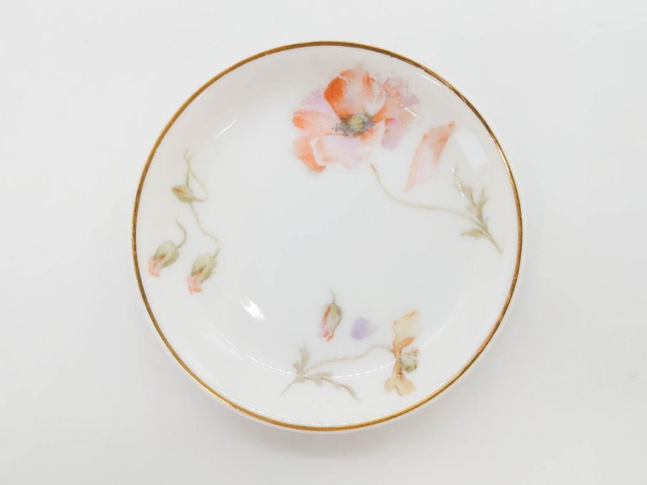 オールドノリタケ　NORITAKE　三越　ヤジロベー印　柔らかい色彩の花のデザインが可愛らしいミニプレート6枚セット(花、フラワー、小皿、豆皿、磁器、洋食器)(R-078524)