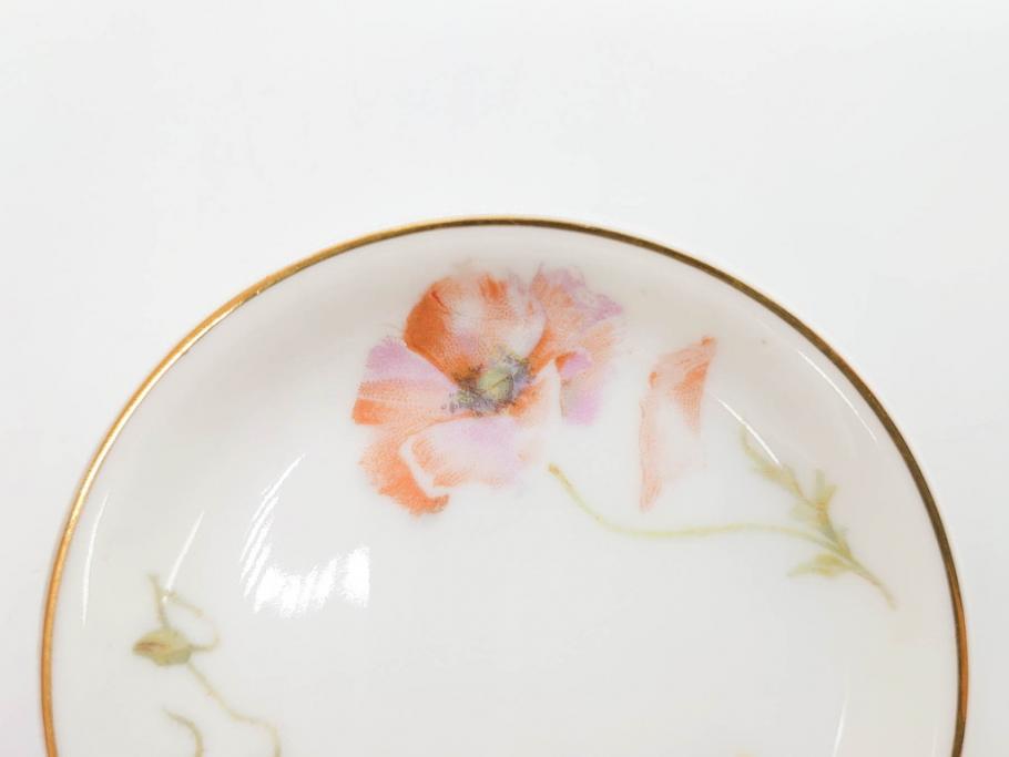 オールドノリタケ　NORITAKE　三越　ヤジロベー印　柔らかい色彩の花のデザインが可愛らしいミニプレート6枚セット(花、フラワー、小皿、豆皿、磁器、洋食器)(R-078631)