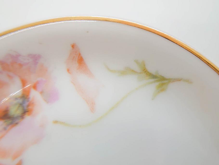 オールドノリタケ　NORITAKE　三越　ヤジロベー印　柔らかい色彩の花のデザインが可愛らしいミニプレート6枚セット(花、フラワー、小皿、豆皿、磁器、洋食器)(R-078631)